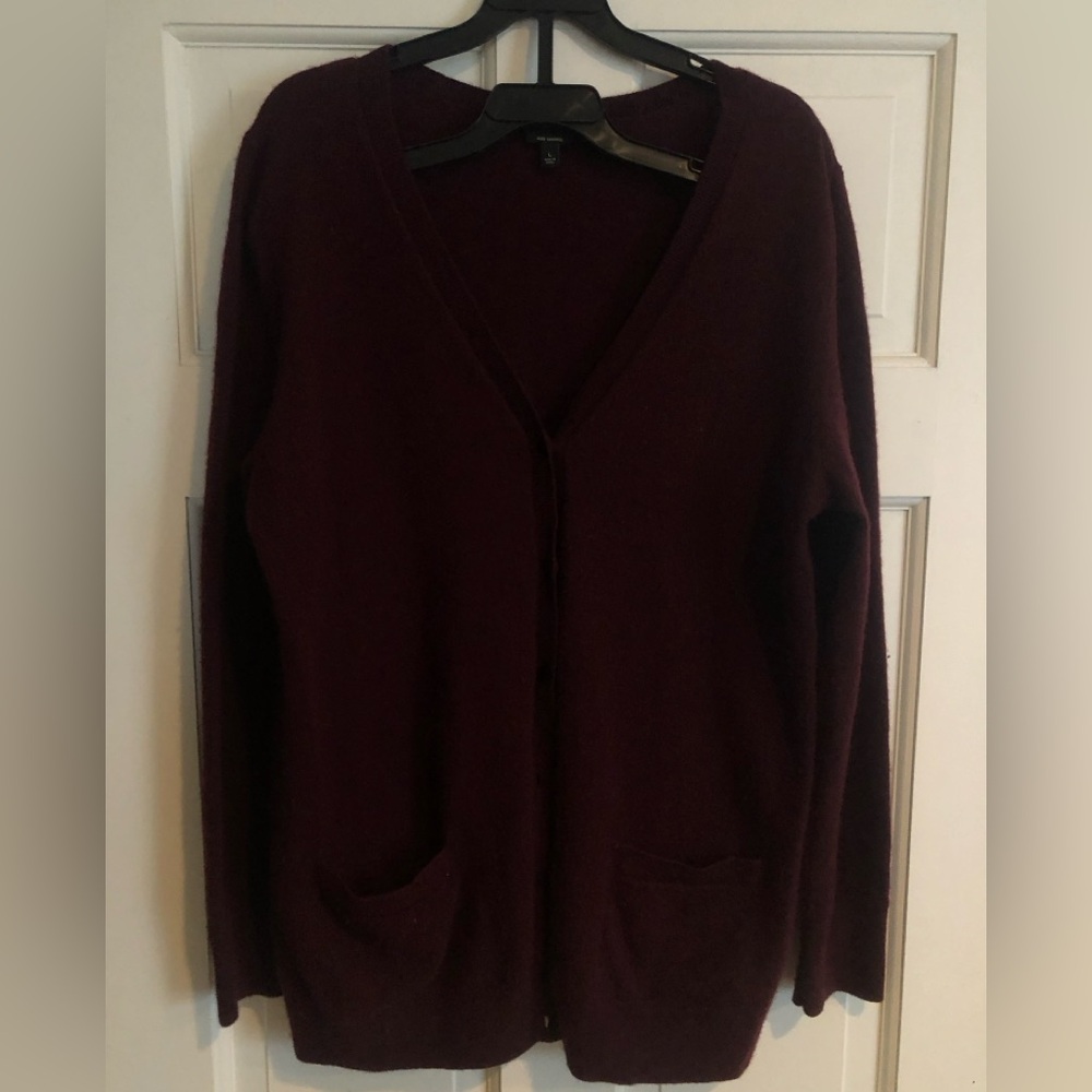Talbots cashmere purple/burgundy button-up sweater • women’s L